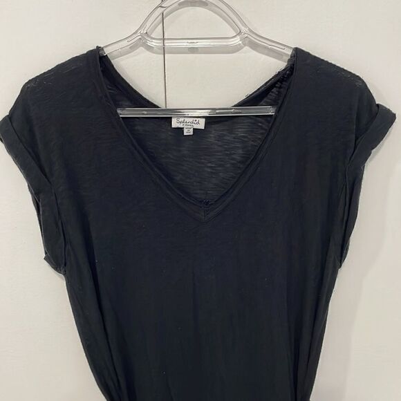 SPLENDID black maxi dress cap sleeve belt tie x small - Picture 7 of 12